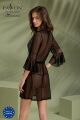 Пеньюар Passion LEAFA PEIGNOIR black, XXL/XXXL, длина чуть выше колена, широкие рукава, завязывается