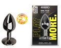 Анальна пробка з кристалом EGZO - Dark Gray Round Plug Lime, size S