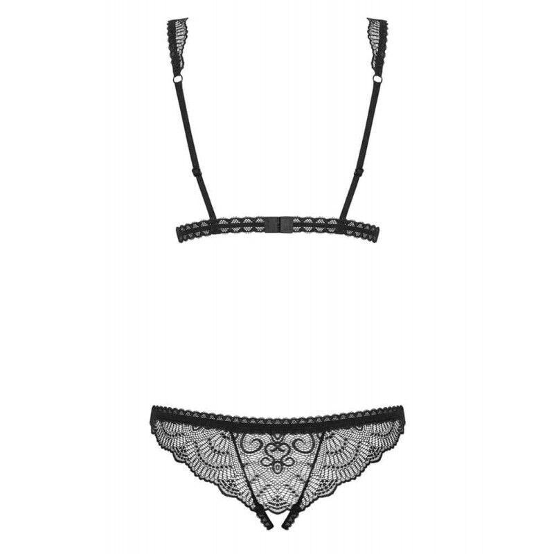 Кружевное боди с открытым доступом Obsessive Firella teddy black S/M