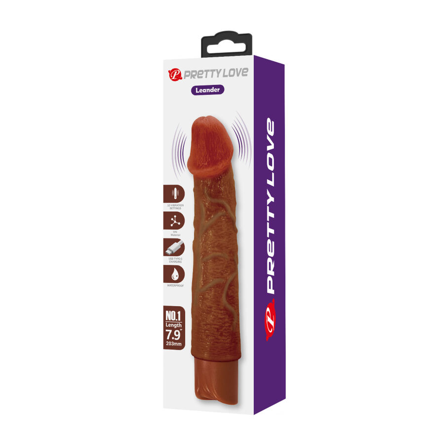 Реалістичний вібратор, що перезаряджається Pretty Love - Osric Realistic Vibrating Dildo Brown, BW-500081-1