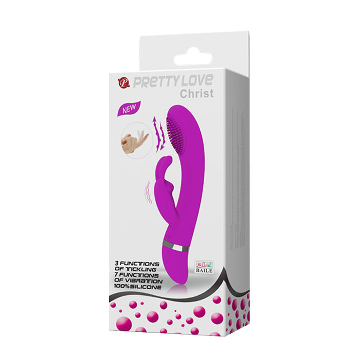 Силиконовый вибратор со стимулирующим отростком для клитора Pretty Love Christ Vibrator Purple