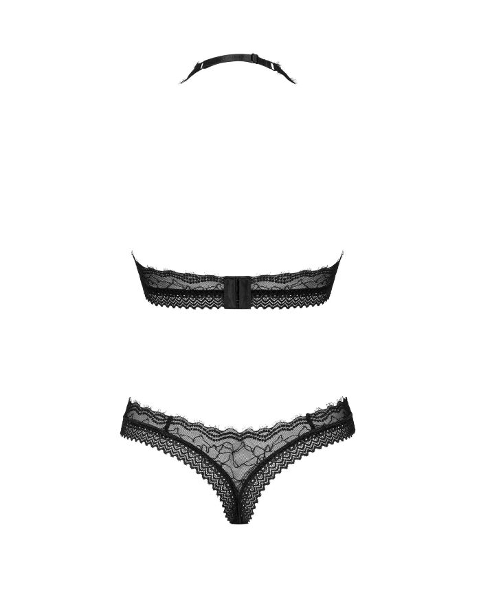 Комплект нижньої білизни Obsessive Medilla з мереживом, чорний, XS-S