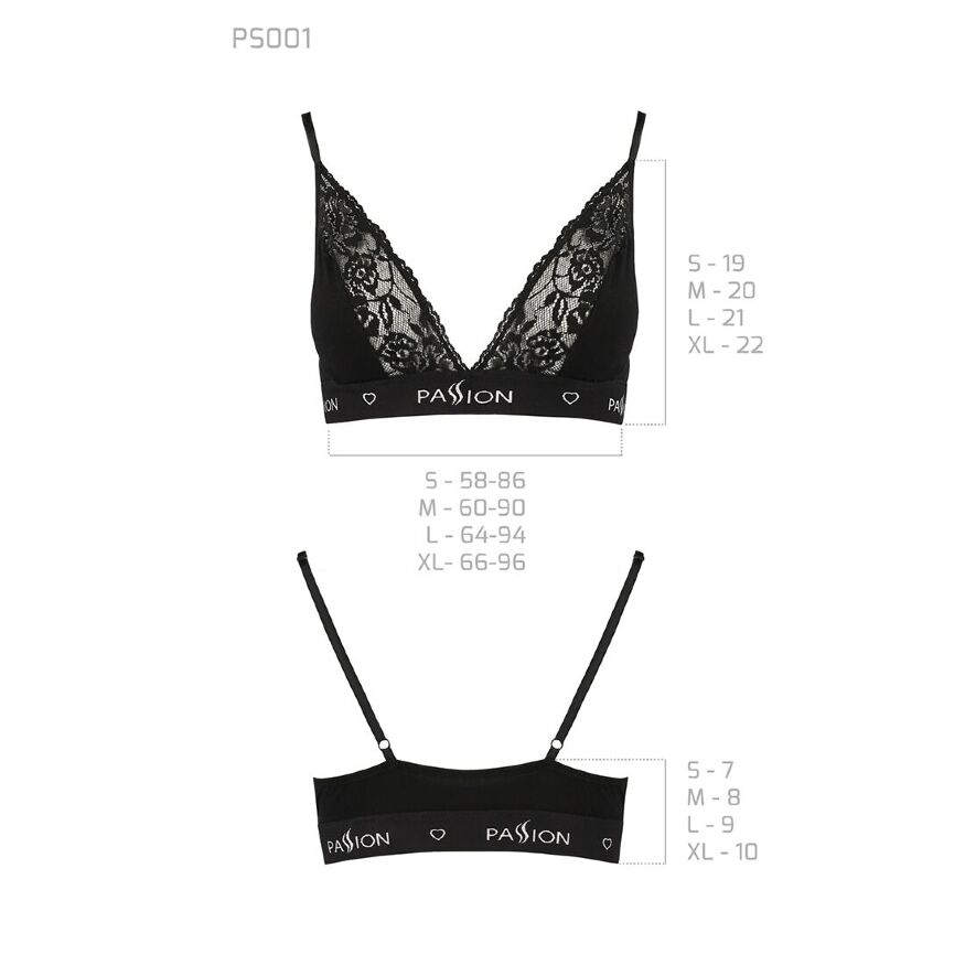 Эластичный топ с кружевом PS001 TOP black L - Passion