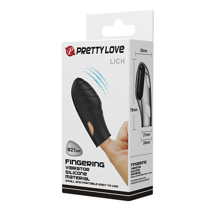 Насадка на палец черного цвета со встроенным виброэлементом Pretty Love Lich Finger Vibrator Black