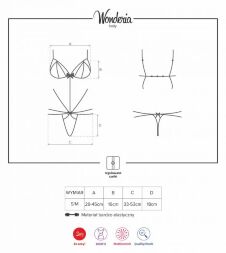 Боді мереживне зі стрепами Obsessive Wonderia чорний, S/M