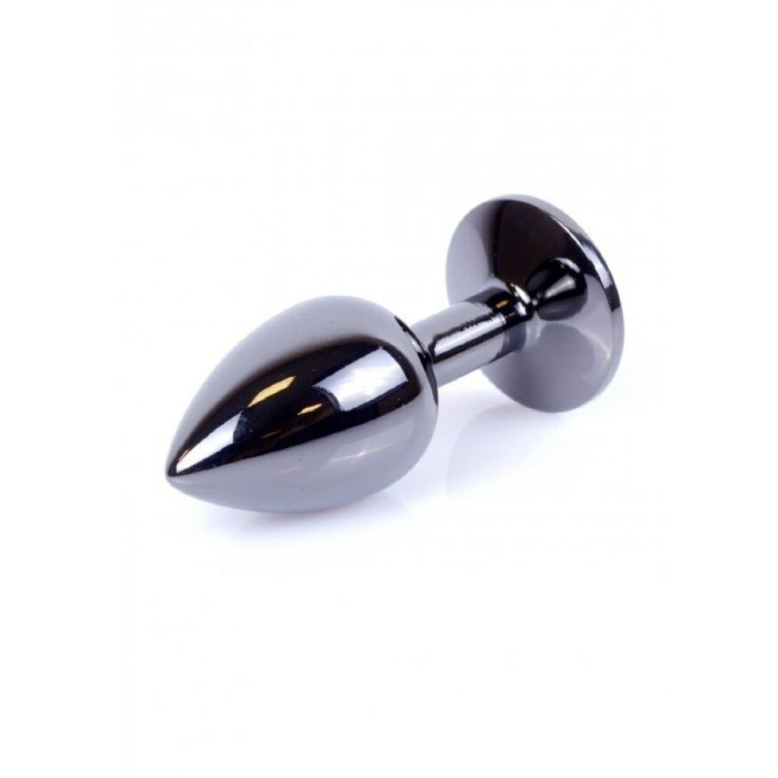 Анальная пробка с камнем Plug-Jewellery Dark Silver PLUG- Rose размер S