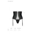 Пояс-корсет из экокожи CELINE SET WITH OPEN BRA black XXL/XXXL — Passion: шнуровка, съемные пажи для чулок, стринги в комплекте