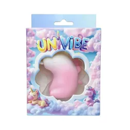 Стимулятор клитора с длинным вращающимся язычком UNIVIBE Единорог, 10 режимов, градиент бело-розовый