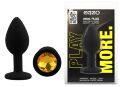 Силиконовая анальная пробка EGZO - Silicone Black Round Plug Yellow, size S