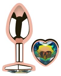 Анальна пробка з кристалом EGZO - Rose Gold Heart Plug Rainbow size S