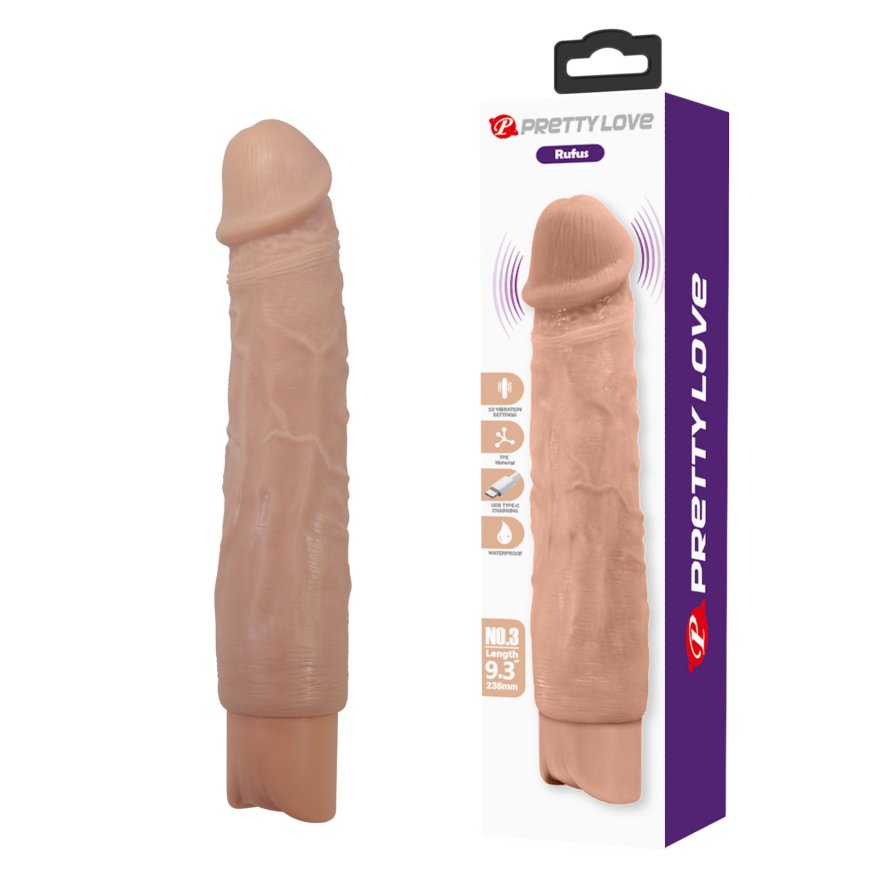 Перезаряжаемый вибратор реалистик Pretty Love - Rufus Realistic Vibrating Dildo, BW-500082