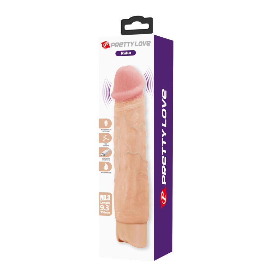 Перезаряжаемый вибратор реалистик Pretty Love - Rufus Realistic Vibrating Dildo, BW-500082