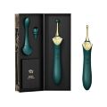 Вагінально-кліторальний вібратор Zalo  -  Bess Turquoise Green, багатофункціональний із насадками