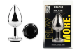 Анальная пробка с кристаллом EGZO - Silver Round Plug Black size M
