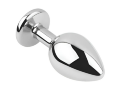Анальная пробка с кристаллом EGZO - Silver Round Plug Black size M