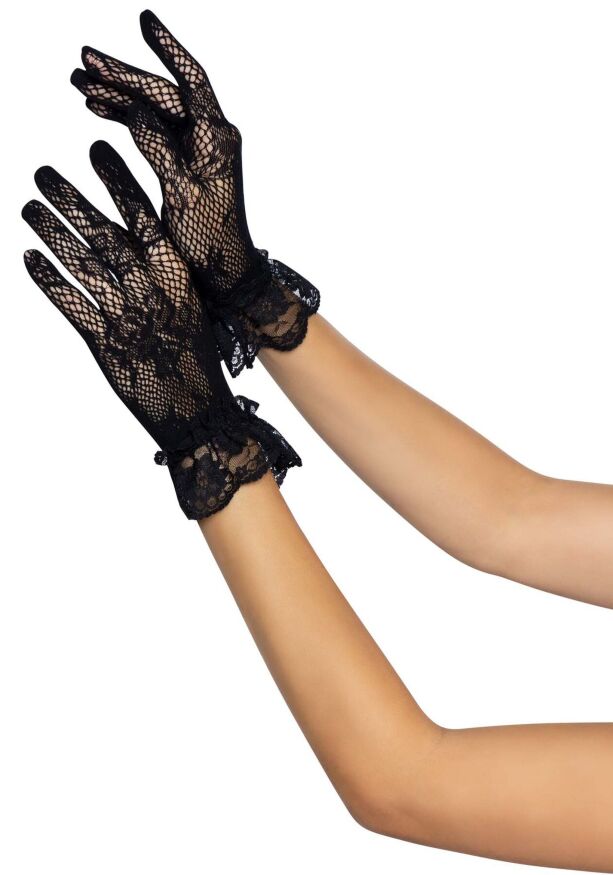 Короткие перчатки Leg Avenue Floral lace wristlength gloves Black
