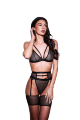 Комплект 3PC STRAPPY BRA, GARTER &amp; PANTY SET BLACK, M/L