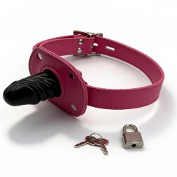Кляп із фалоімітатором DS Fetish на регульованому ремінці, рожевий