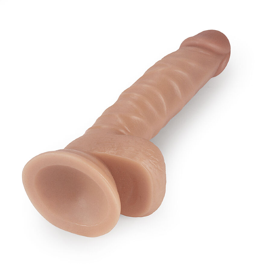 Реалистичный фаллоимитатор с мошонкой телесного цвета Real Extreme Dildo 8.5"