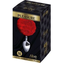 Анальна пробка Alive Anal Pleasure з червоним хвостиком, M
