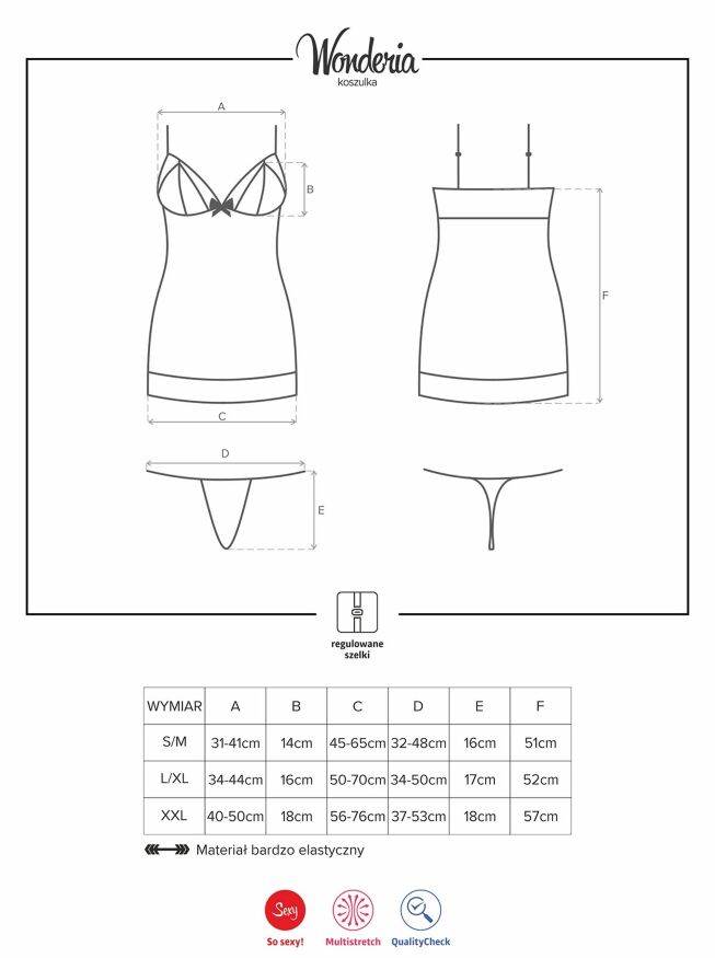 410926 Сорочка Obsessive Wonderia chemise &amp; thong black S/M
