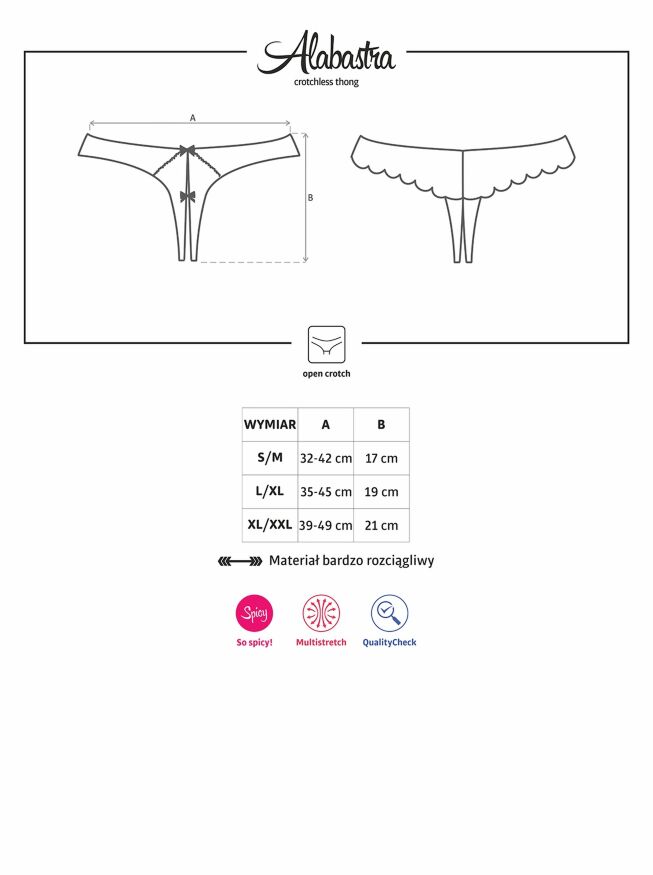 410933 Трусики с интимным вырезом белый Obsessive ALABASTRA L/XL