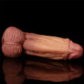 Незвичний фалоімітатор подвійної щільності LoveToy Dual-Layered Silicone Cock 10" Brown