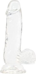 Прозорий фалоімітатор на присосці ADDICTION - Clear Dildo with Balls 6″, віброкуля в подарунок