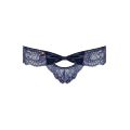 Трусики кружевные с декоративным бантиком Obsessive AURORIA Panties синие, XXL