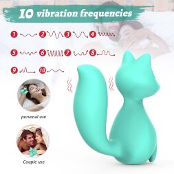 Міні-вібратор кліторальний Every Night Toys Doris у формі лисиці бірюзовий, 10 режимів вібрації