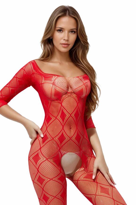 Бодистокинг - Bodystocking 2037, red - One Size