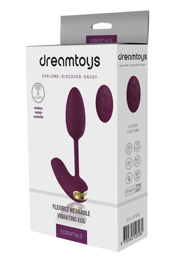 Віброяйце гнучке з пультом керування Dream Toys Essentials, фіолетовий