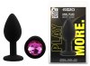 Силиконовая анальная пробка EGZO - Silicone Black Round Plug Rose, size S