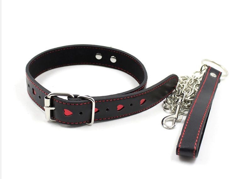 Ошейник с поводком Luxury Fetish Black&amp;Heart