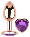 Анальная пробка с кристаллом EGZO - Rose Gold Heart Plug Purple size S