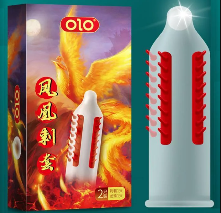 Презерватив OLO с усиками + шарик "Phoenix Spiny condom" (1 презератив + 1 шарик)