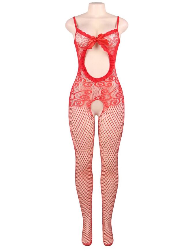 Бодистокинг ажурный с открытым доступом Star Night Sexy красный XS-M