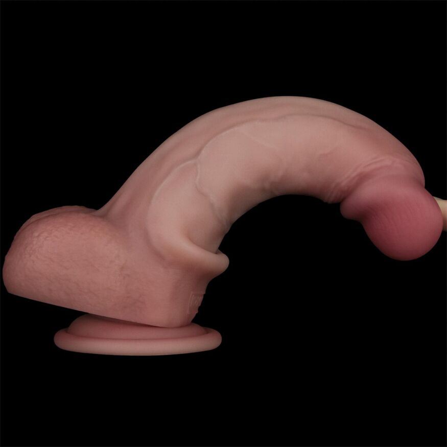 Фаллоимитатор с эффектом живой кожи - LoveToy Sliding Skin Pro II Dual Layer Silicone Dong 8" Flesh