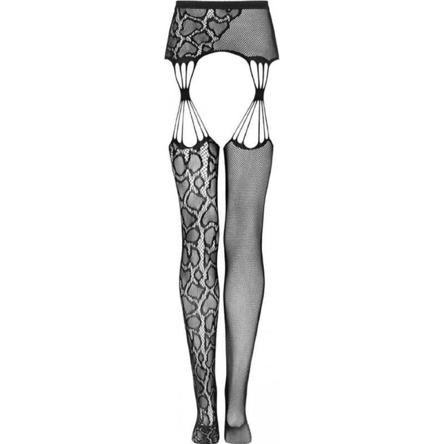 Сексуальні колготи з відкритим доступом One Size S821 Obsessive, з принтом, чорні