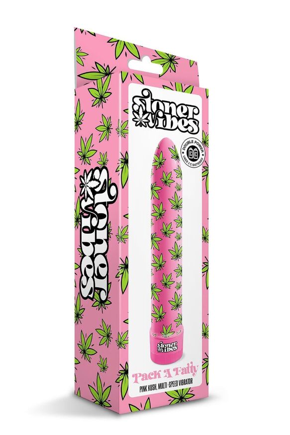 Вибратор нереалистичный с принтом Stoner Vibes Global Novelties, розовый, 20.3 х 3.8 см