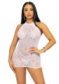 Белое мини-платье с камнями Leg Avenue Rhinestone Halter Mini Dress OS White