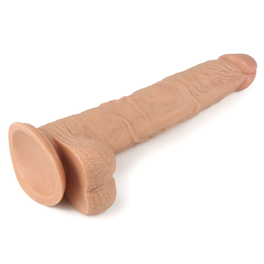Реалистичный фаллоимитатор с мошонкой телесного цвета Real Extreme Dildo 9.5"