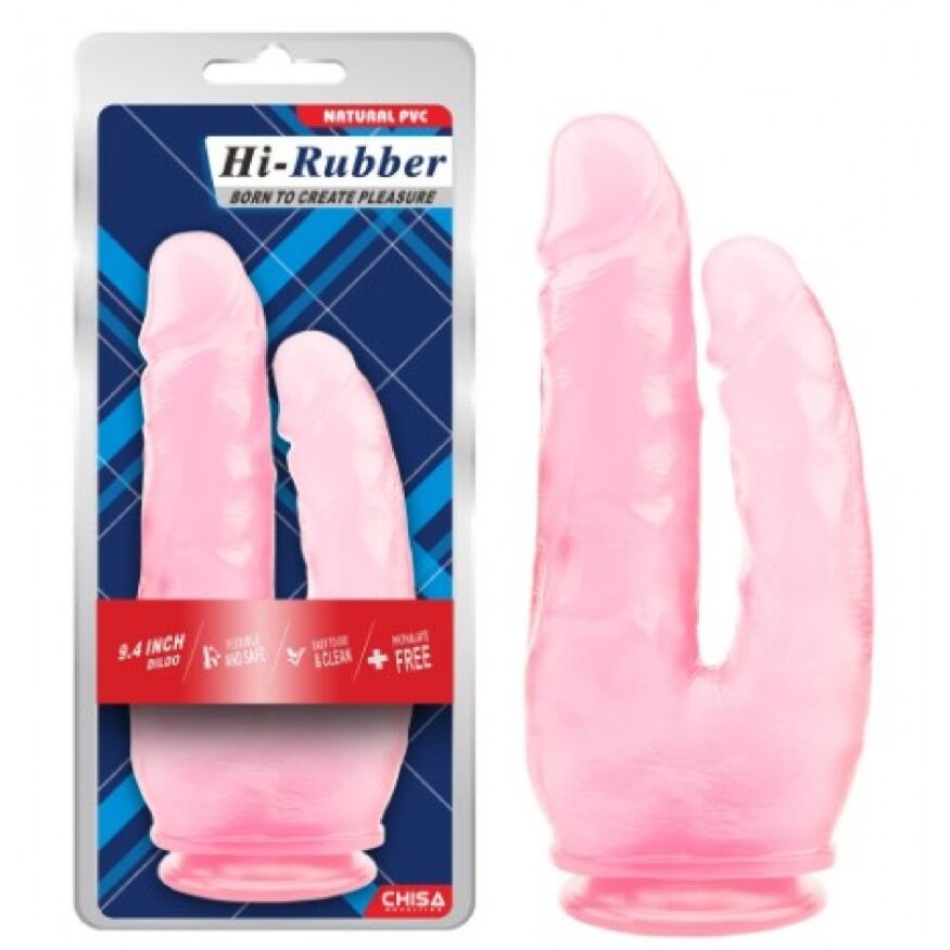 Прозрачный двойной фалоимитатор Chisa Hi-Rubber 9.4" Pink
