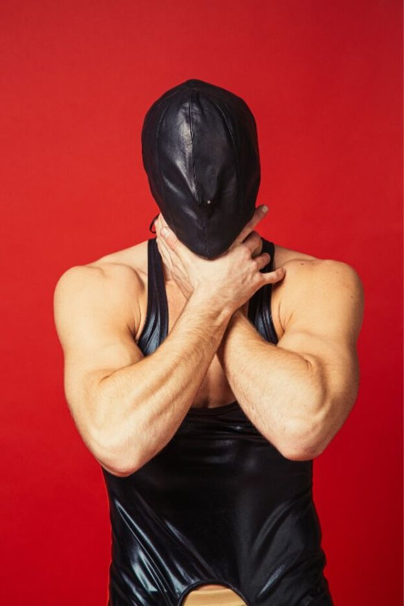 Закрытый кожаный капюшон D&amp;A Deprivation mask Leather