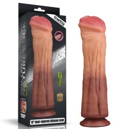 Фалоімітатор без мошонки подвійної щільності Dual-Layered Silicone Cock 12" Brown