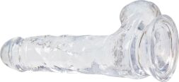 Прозорий фалоімітатор на присосці ADDICTION - Clear Dildo with Balls 7″, віброкуля в подарунок