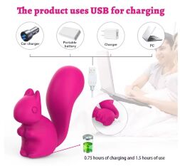 Мини-вибратор клиторальный Every Night Toys Debbie в форме белочки розовый, 10 режимов вибрации