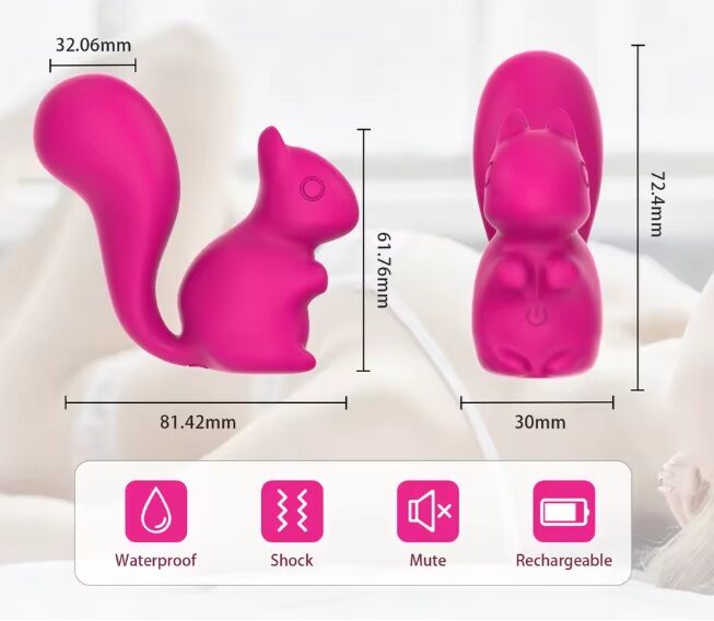 Міні-вібратор кліторальний Every Night Toys Debbie у формі білочки рожевий, 10 режимів вібрації