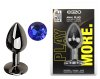 Анальная пробка с кристаллом EGZO - Dark Gray Round Plug Blue, size S