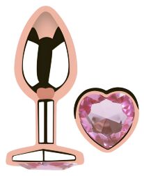 Анальна пробка з кристалом EGZO - Rose Gold Heart Plug Pink size S